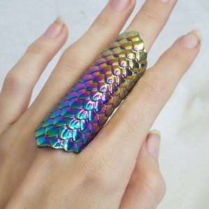 Iridecent Scale Full Finger Ring